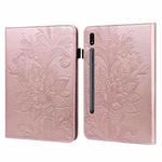 For Samsung Galaxy Tab S9 Lace Flower Embossing Pattern Leather Tablet Case(Gold)