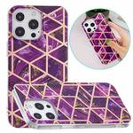 Electroplating Soft TPU Phone Case For iPhone 15 Pro(Purple Rhombus)