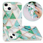 Electroplating Soft TPU Phone Case For iPhone 15 Plus(Green White Rhombus)