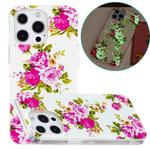 For iPhone 15 Pro Electroplating Soft TPU Phone Case(Rose Flower)