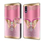 For LG K22 / K22 Plus Crystal 3D Shockproof Protective Leather Phone Case(Pink Bottom Butterfly)