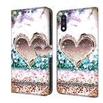For LG K22 / K22 Plus Crystal 3D Shockproof Protective Leather Phone Case(Pink Diamond Heart)