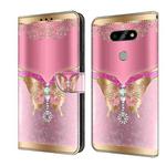 For LG K31 Crystal 3D Shockproof Protective Leather Phone Case(Pink Bottom Butterfly)