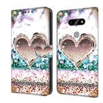 For LG K31 Crystal 3D Shockproof Protective Leather Phone Case(Pink Diamond Heart)