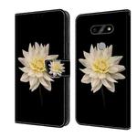 For LG K31 Crystal 3D Shockproof Protective Leather Phone Case(White Flower)