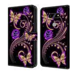For LG K31 Crystal 3D Shockproof Protective Leather Phone Case(Purple Flower Butterfly)