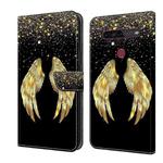 For LG K51S Crystal 3D Shockproof Protective Leather Phone Case(Golden Wings)