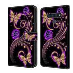 For LG Stylo 6 / K71 Crystal 3D Shockproof Protective Leather Phone Case(Purple Flower Butterfly)