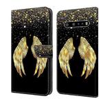 For LG V60 ThinQ 5G Crystal 3D Shockproof Protective Leather Phone Case(Golden Wings)