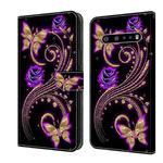For LG V60 ThinQ 5G Crystal 3D Shockproof Protective Leather Phone Case(Purple Flower Butterfly)