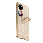 For Huawei P50 Pocket Plating Gradient Color Glitter Phone Case With Ring Holder(Gold)