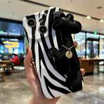 For iPhone 14 Frosted Wrist Band TPU Phone Case(Zebra Texture)