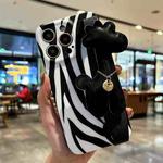 For iPhone 12 Pro Max Frosted Wrist Band TPU Phone Case(Zebra Texture)
