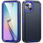 For iPhone 15 Plus Life Waterproof Rugged Phone Case(Dark Blue + Royal Blue)