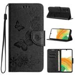 For Samsung Galaxy A24 / A25 5G Butterfly Embossed Flip Leather Phone Case(Black)