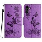 For Samsung Galaxy A05s Butterfly Embossed Flip Leather Phone Case(Purple)