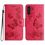 For Samsung Galaxy A05s Butterfly Embossed Flip Leather Phone Case(Red)