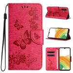 For Samsung Galaxy A35 Butterfly Embossed Flip Leather Phone Case(Red)