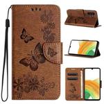 For Samsung Galaxy S24 5G Butterfly Embossed Flip Leather Phone Case(Brown)
