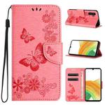 For Samsung Galaxy S24+ 5G Butterfly Embossed Flip Leather Phone Case(Pink)