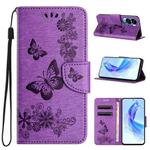 For Honor 90 Lite Butterfly Embossed Flip Leather Phone Case(Purple)