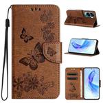 For Honor 90 Lite Butterfly Embossed Flip Leather Phone Case(Brown)