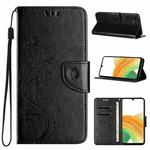 For Samsung Galaxy A24 / A25 5G Butterfly Flower Pattern Flip Leather Phone Case(Black)