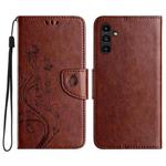 For Samsung Galaxy A05s Butterfly Flower Pattern Flip Leather Phone Case(Brown)