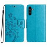 For Samsung Galaxy A05s Butterfly Flower Pattern Flip Leather Phone Case(Blue)