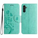 For Samsung Galaxy A05s Butterfly Flower Pattern Flip Leather Phone Case(Green)