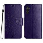 For Samsung Galaxy A05s Butterfly Flower Pattern Flip Leather Phone Case(Dark Purple)