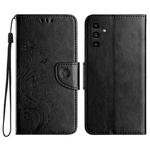 For Samsung Galaxy A05s Butterfly Flower Pattern Flip Leather Phone Case(Black)
