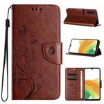 For Samsung Galaxy A15 Butterfly Flower Pattern Flip Leather Phone Case(Brown)