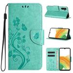 For Samsung Galaxy A15 Butterfly Flower Pattern Flip Leather Phone Case(Green)