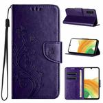 For Samsung Galaxy A15 Butterfly Flower Pattern Flip Leather Phone Case(Dark Purple)