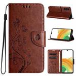 For Samsung Galaxy A35 Butterfly Flower Pattern Flip Leather Phone Case(Brown)