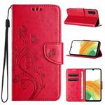 For Samsung Galaxy A35 Butterfly Flower Pattern Flip Leather Phone Case(Red)