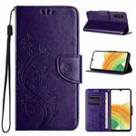 For Samsung Galaxy A35 Butterfly Flower Pattern Flip Leather Phone Case(Dark Purple)