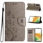 For Samsung Galaxy A55 Butterfly Flower Pattern Flip Leather Phone Case(Grey)