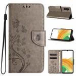 For Samsung Galaxy S24 5G Butterfly Flower Pattern Flip Leather Phone Case(Grey)