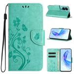 For Honor 90 Lite Butterfly Flower Pattern Flip Leather Phone Case(Green)