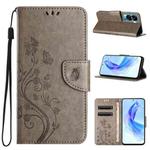 For Honor 90 Lite Butterfly Flower Pattern Flip Leather Phone Case(Grey)