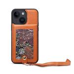 For iPhone 15 Plus ESEBLE Star Series Lanyard Holder Card Slot Phone Case(Brown)