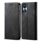 For OPPO A78 4G Denim Texture Casual Style Horizontal Flip Leather Case(Black)