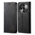For OPPO Find X7 Denim Texture Casual Style Horizontal Flip Leather Case(Black)