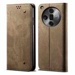 For OPPO Find X7 Pro/Find X7 Ultra Denim Texture Casual Style Horizontal Flip Leather Case(Khaki)