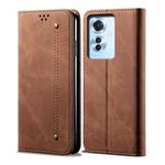 For OPPO Reno11 F / F25 Pro Denim Texture Casual Style Horizontal Flip Leather Case(Brown)