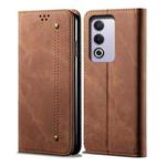 For OPPO A3 Pro 5G Global Denim Texture Casual Style Horizontal Flip Leather Case(Brown)