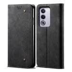 For OPPO A3 Pro 5G Global Denim Texture Casual Style Horizontal Flip Leather Case(Black)