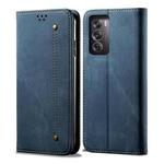 For OPPO Reno12 Pro 5G Global Denim Texture Casual Style Horizontal Flip Leather Case(Blue)